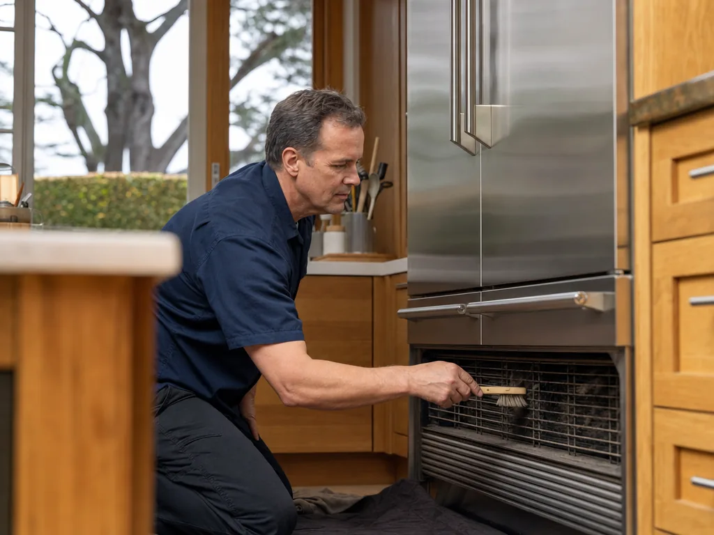 Condenser coil service during an appliance repair visit in San Francisco, California