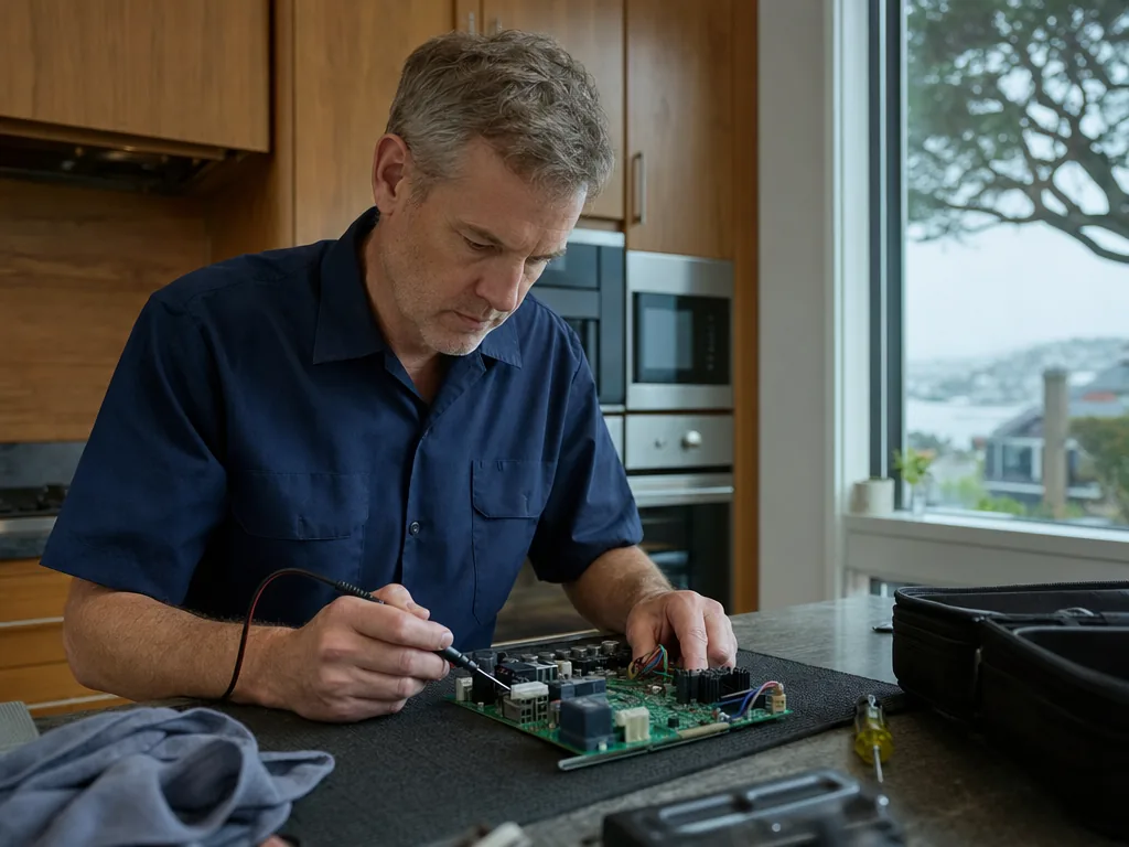 Control board inspection during an appliance repair visit in San Francisco, California