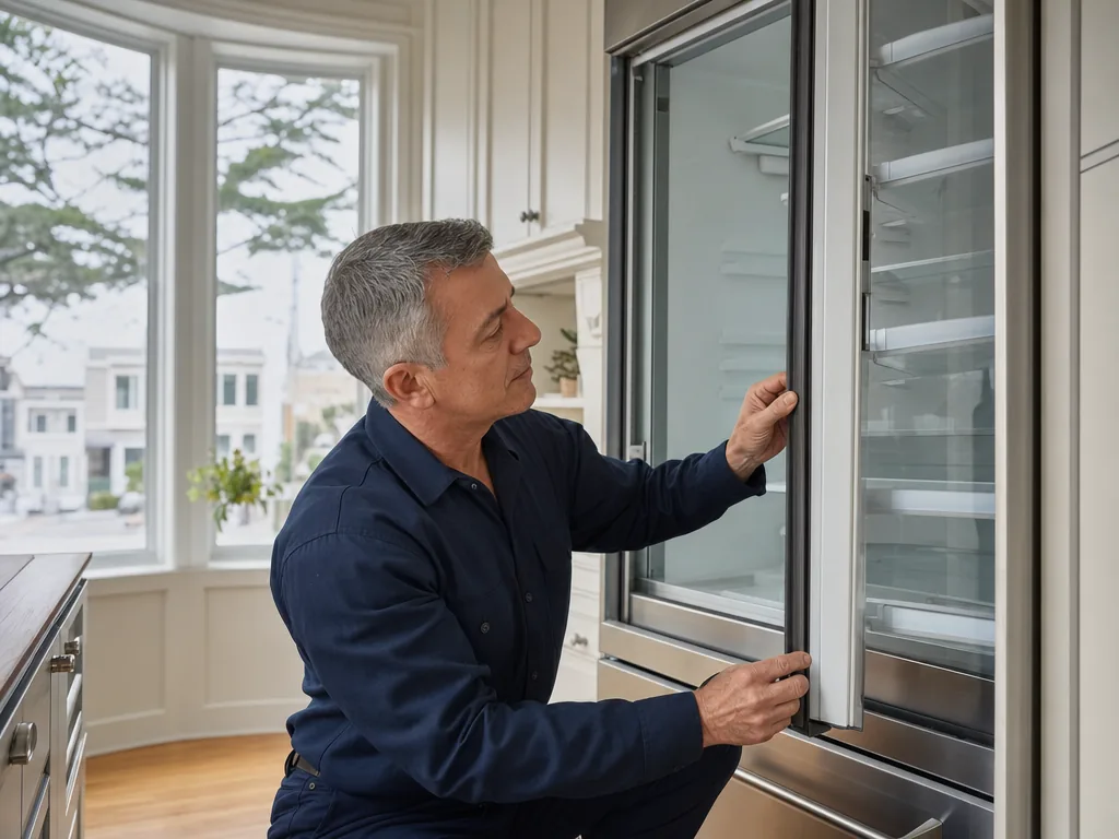Door seal inspection during an appliance repair visit in San Francisco, California
