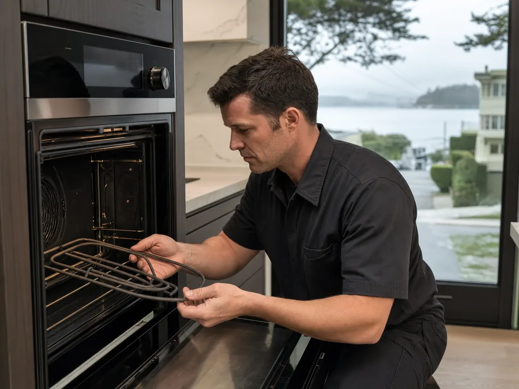 Oven element replacement during an appliance repair visit in San Francisco, California