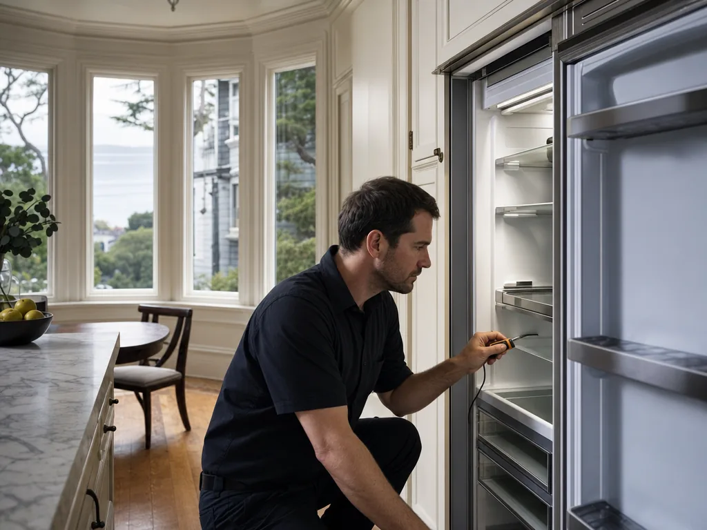 Refrigeration diagnostics during an appliance repair visit in San Francisco, California